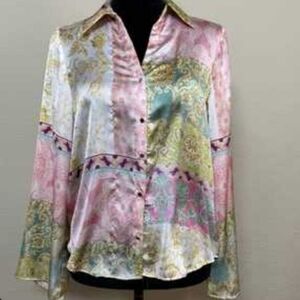 ZARA Colorful Patterned Women’s Button-Up Shirt Romántic Size S